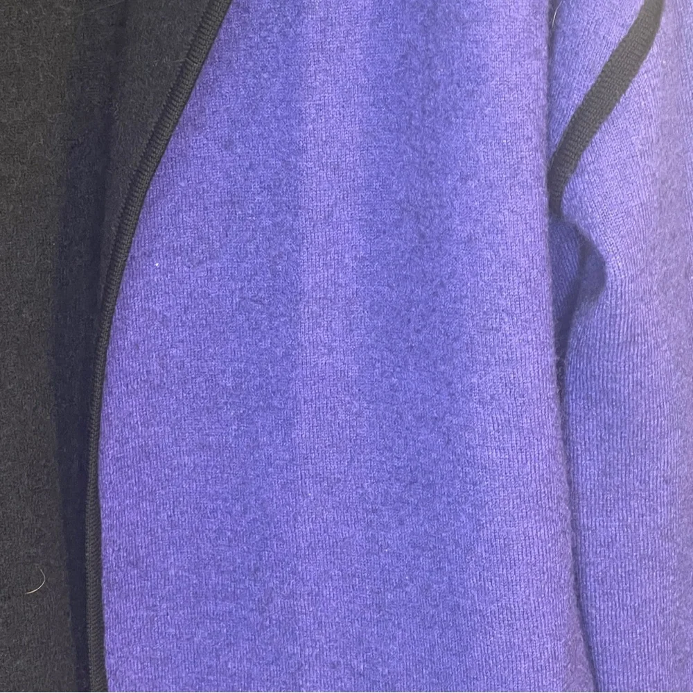Sarah Spencer Wool Oen Cardigan Jacket in Deep Purple and Black - Picture 3 of 5